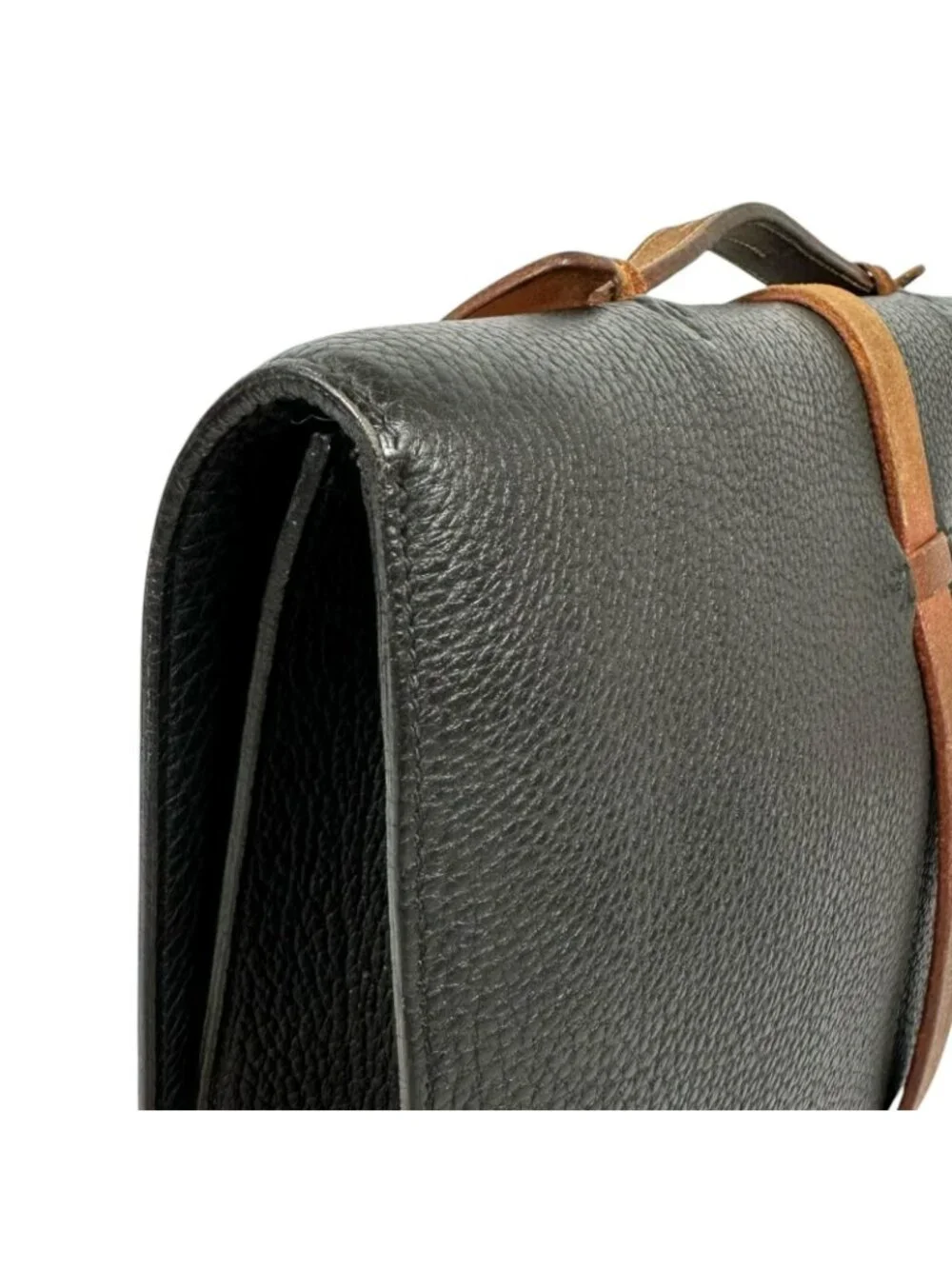 Hermes Etriviere Document Fjord Black Business Bag Silver